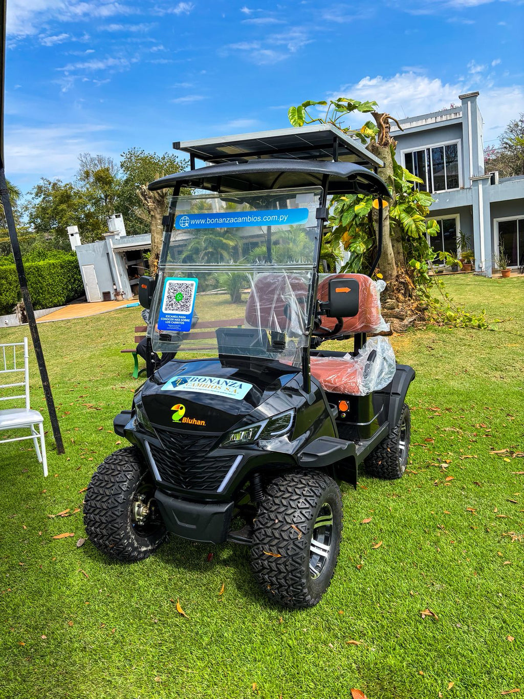 CARRITO DE GOLF BLUHAN BY020TY 2 LUGARES CON PANEL SOLAR NEGRO