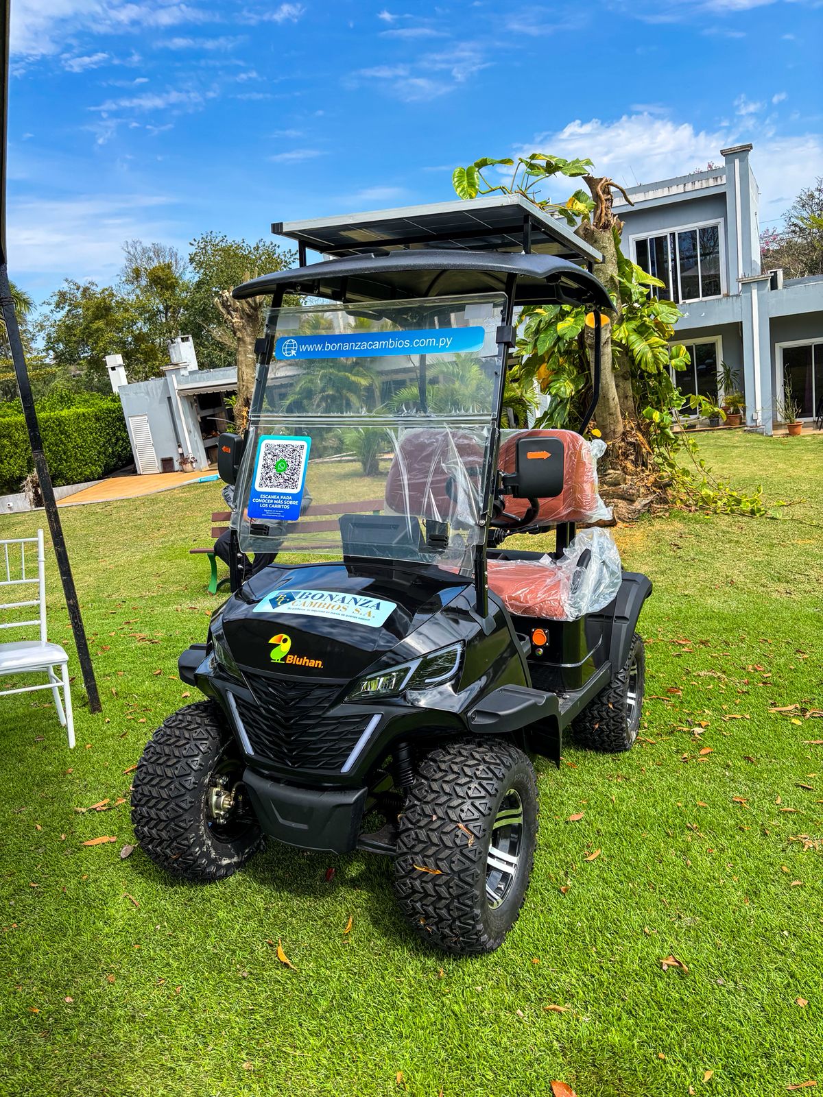 CARRITO DE GOLF BLUHAN BY020TY 2 LUGARES CON PANEL SOLAR NEGRO