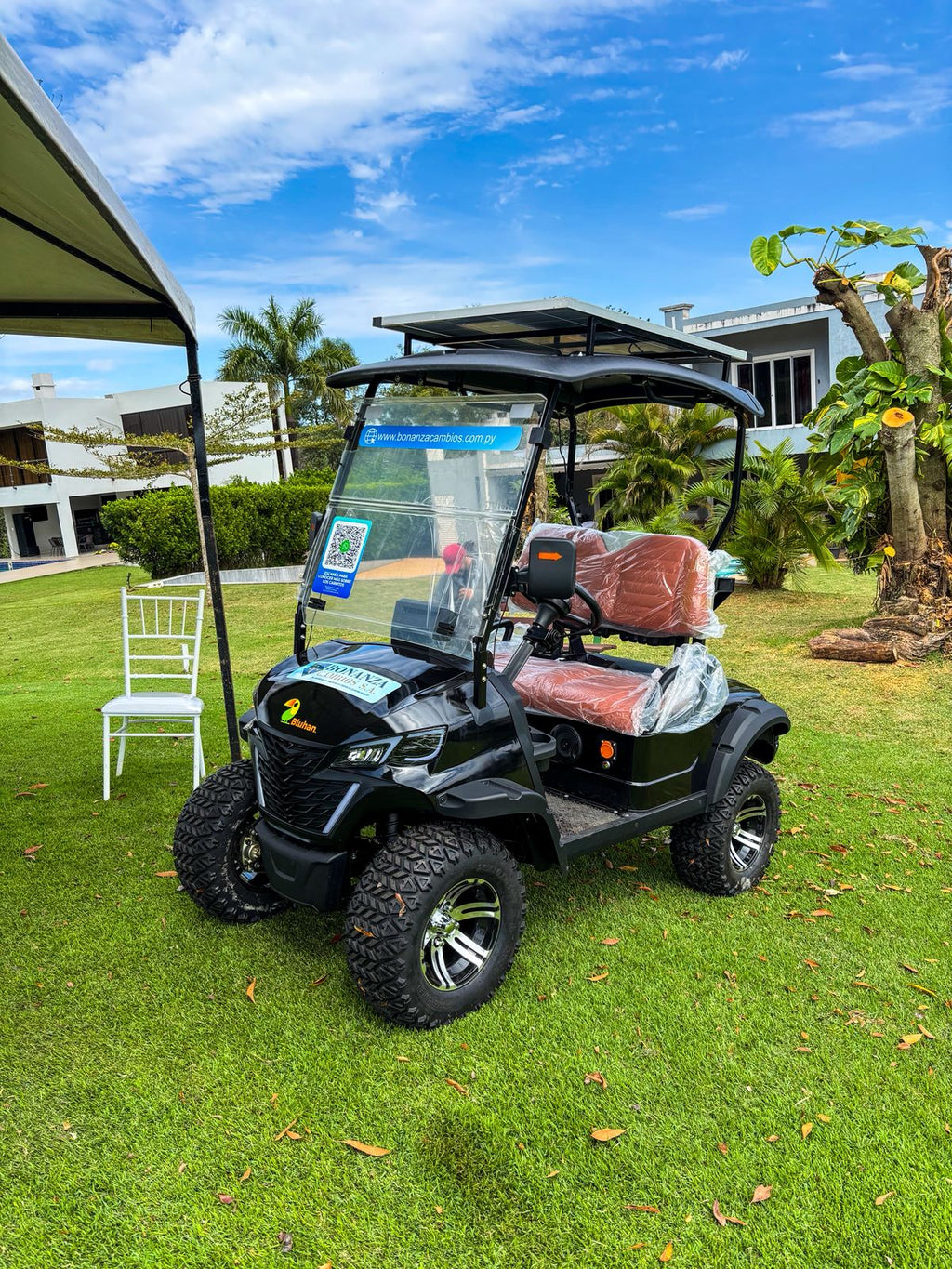 CARRITO DE GOLF BLUHAN BY020TY 2 LUGARES CON PANEL SOLAR NEGRO